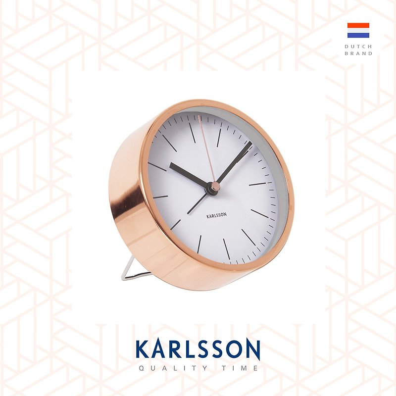 Karlsson, Alarm clock Minimal white w. copper case - นาฬิกา - โลหะ ขาว