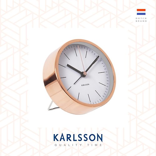 Ur Lifestyle 荷蘭Karlsson, 玫瑰金白色Minimal系列金屬鬧鐘