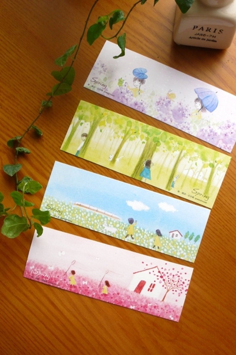 春の遊びのための4つのブックマークのセット - カード・はがき - 紙 多色