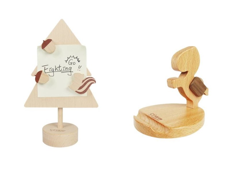 Graduation Gifts 2- carpenter home small objects (Memo Tree + immediately sent mobile phone holder) - ที่ตั้งมือถือ - ไม้ สีนำ้ตาล