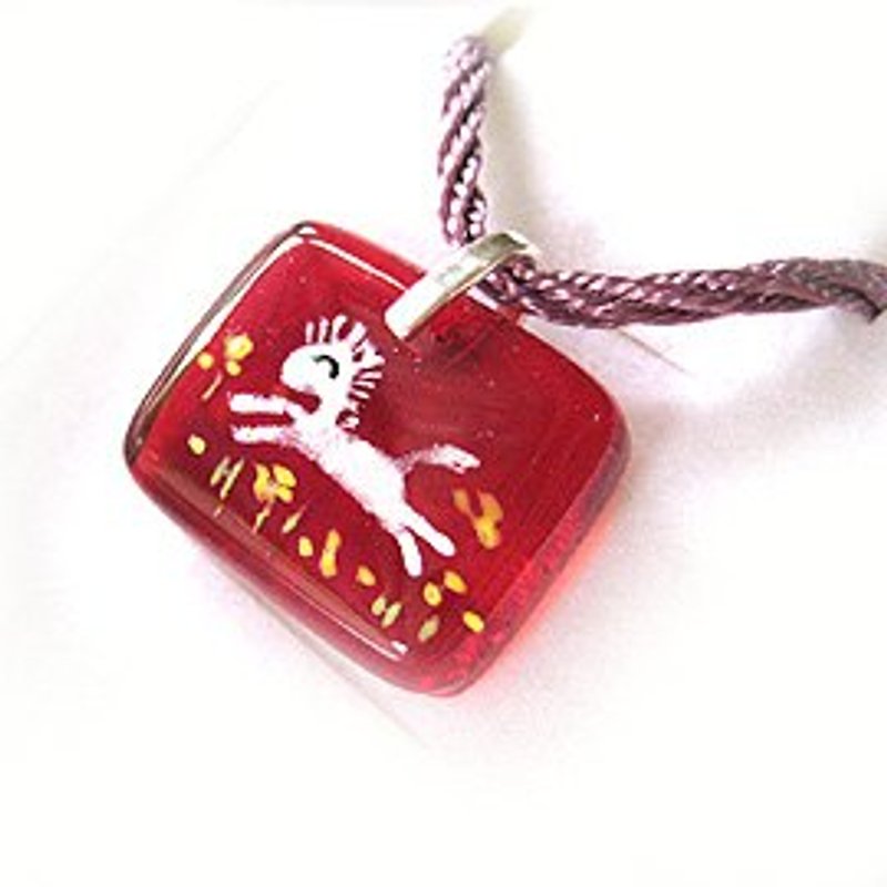 Painted Pony (Red) - Necklaces - Glass Red