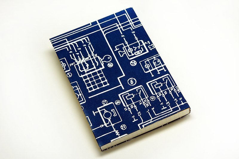 手工藍曬筆記本 - 電路之海 - 筆記簿/手帳 - 紙 藍色