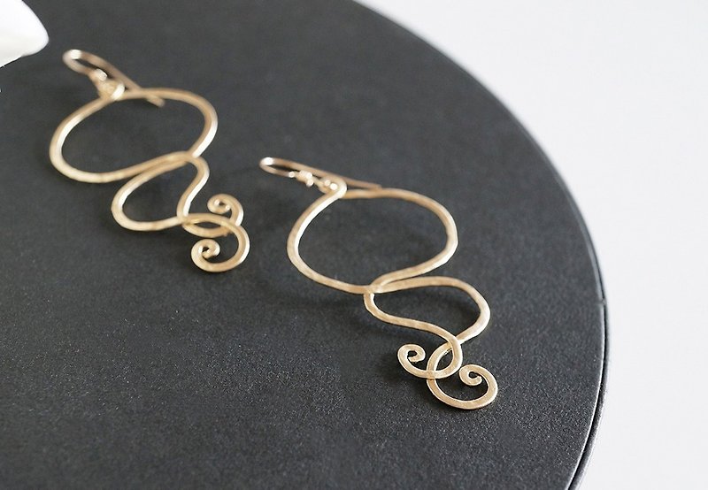[14KGF] Simple Sinuous Earrings - Earrings & Clip-ons - Other Metals Gold