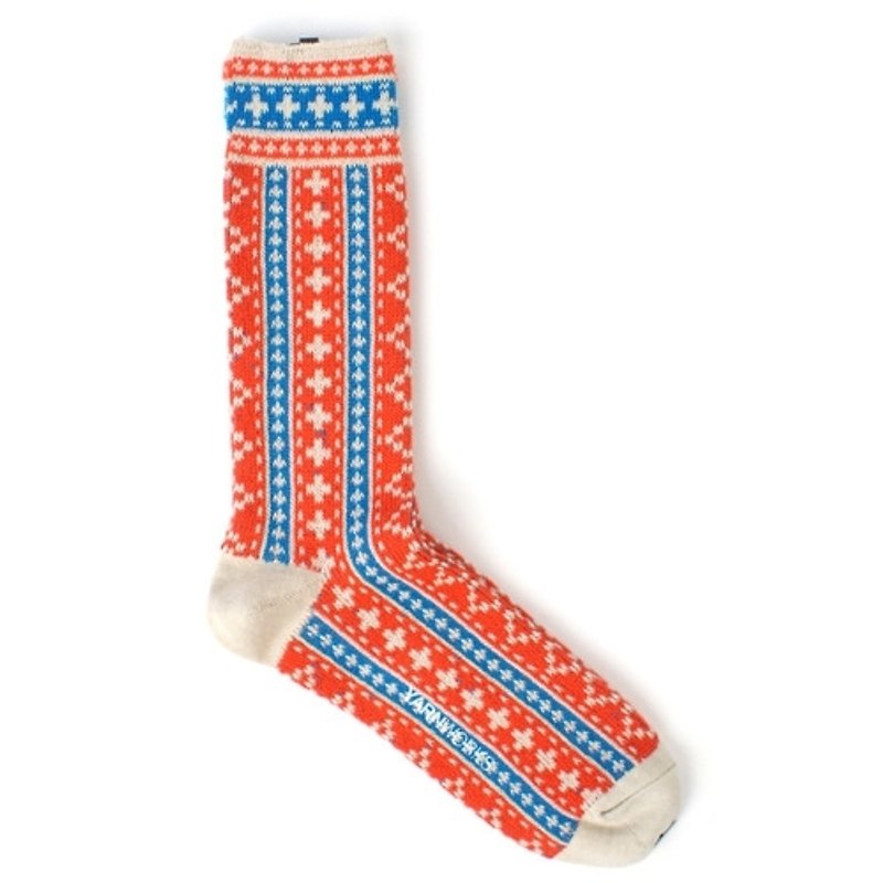 Girl apartment :: Korea socks brand YARN-WORKS- Nordic cross pattern rough texture thick socks - Socks - Other Materials Orange