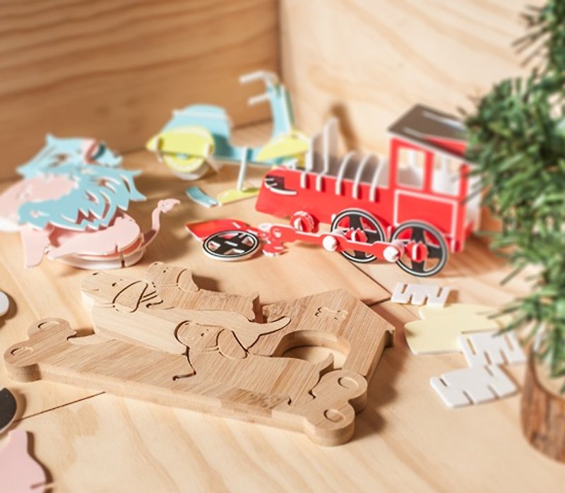[Baby toys] Laifu Wangwang dog environmental protection puzzle wooden puzzle - Kids' Toys - Wood Multicolor