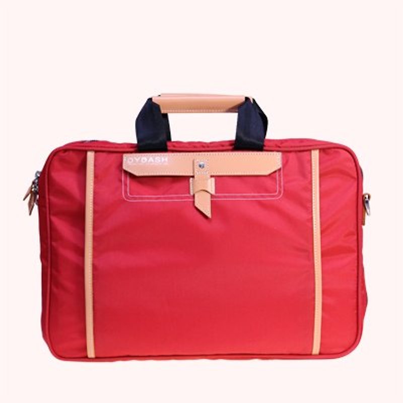DYDASH x 3way Briefcase (which can raise the back shoulder red) - กระเป๋าแล็ปท็อป - หนังแท้ สีแดง