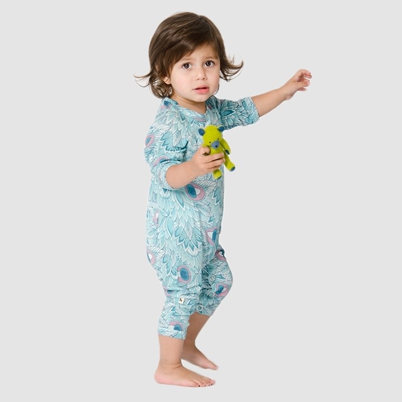 【北歐童裝】瑞典有機天絲棉嬰幼兒透氣包屁衣 6M至3歲天空藍 - 嬰兒連身衣/包被/包巾 - 棉．麻 藍色