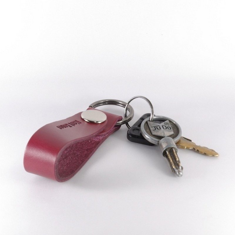 Key ring leather leather long wine red - Keychains - Genuine Leather 
