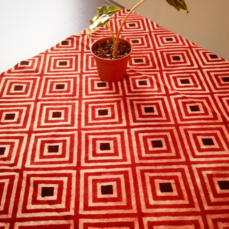 AHISTA AHISTA_ vegetable dyes cotton handmade woodcut :: [geometry] - อื่นๆ - วัสดุอื่นๆ สีแดง