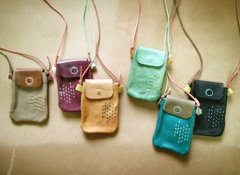 Lan Yu mobile phone sets _ Sew vegetable tanned leather - Other - Genuine Leather Multicolor