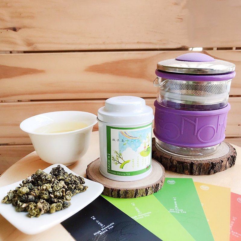 【Wu-Tsang】Colorful Ring teapot - Purple(200ml) +  Jin Xuan oolong tea (18g) - Teapots & Teacups - Other Materials Purple