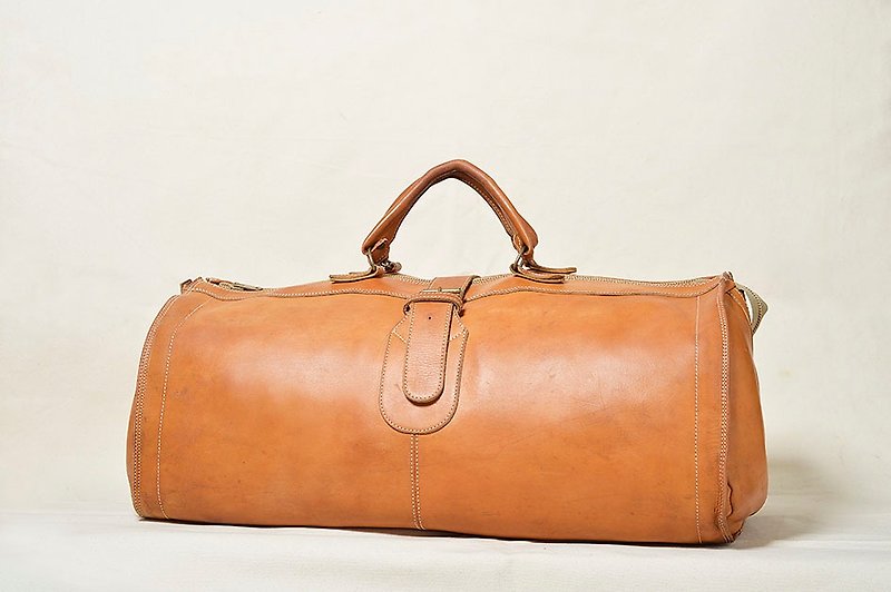 Vintage leather duffel bag antique bag - Handbags & Totes - Genuine Leather Brown