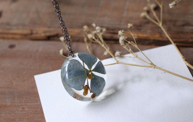 ♪ hydrangea plant Eddie necklace - Necklaces - Plants & Flowers Blue