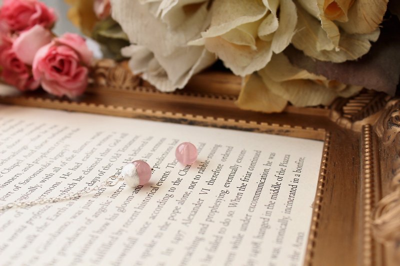 Journal result (Pink Love) / Madagascar rose quartz ice plants, sterling silver necklaces - Necklaces - Gemstone Pink