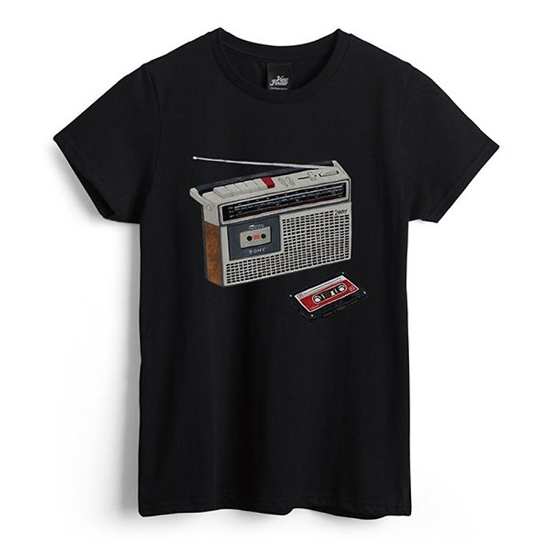 カセットテープレコーダー - 黒 - レディースTシャツ - Tシャツ - コットン・麻 ブラック