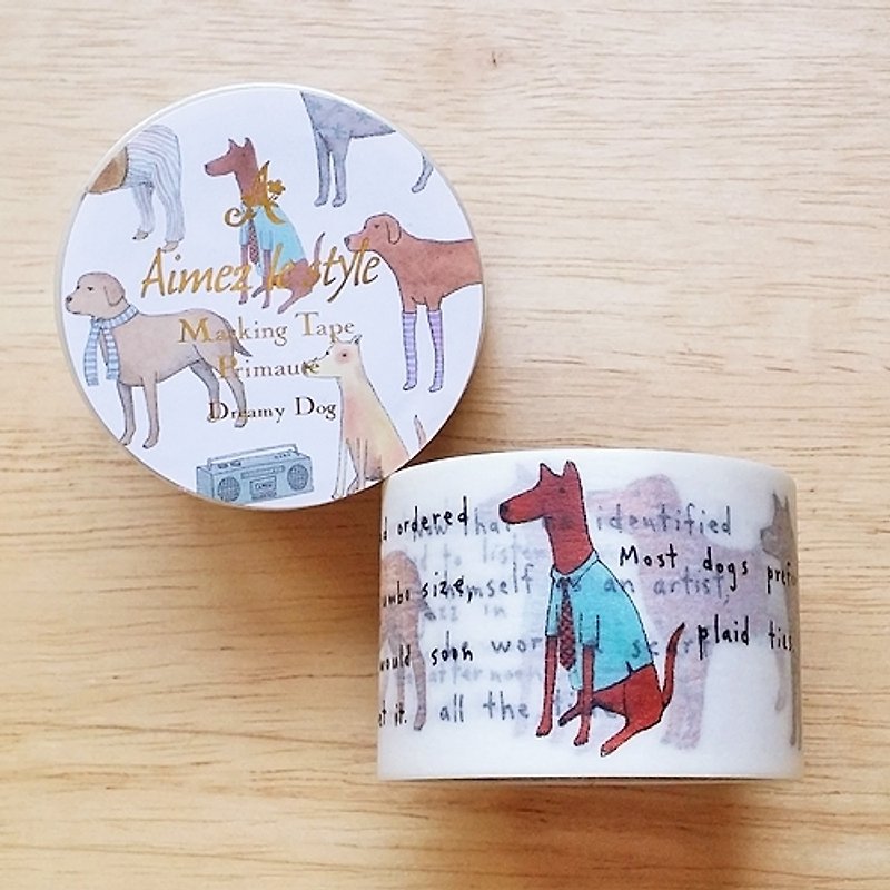Wide Aimez le style and paper tape (04505 fashion dog) - มาสกิ้งเทป - กระดาษ ขาว