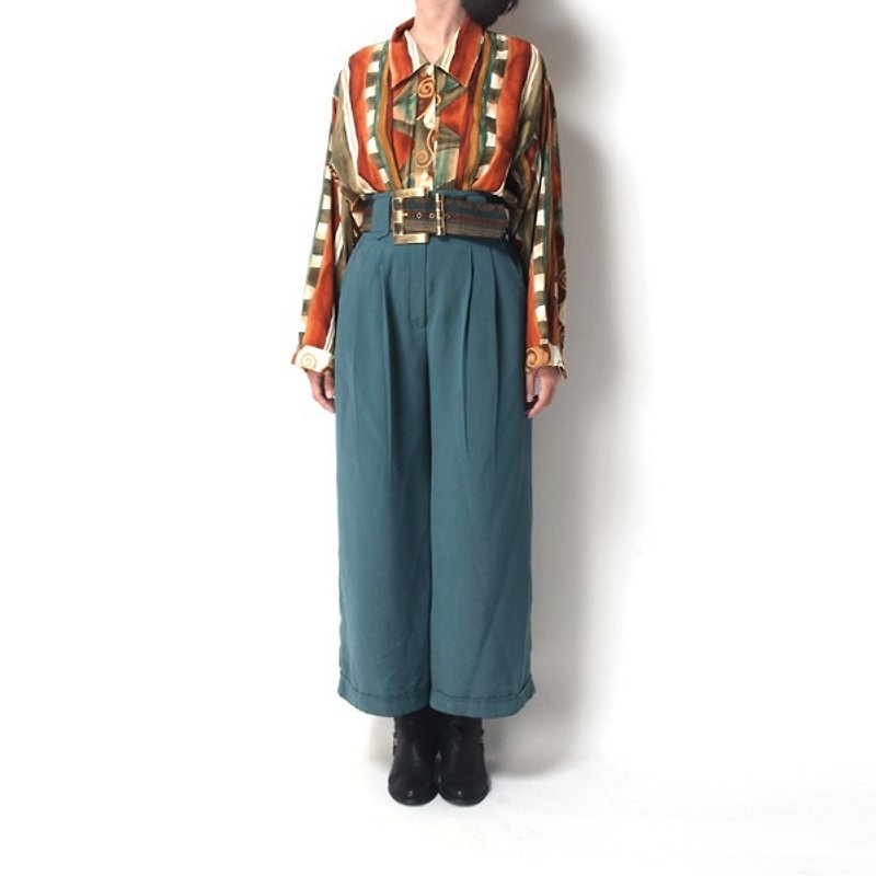 │moderato│ wandering Woodstock style loose waist pants │ │ forest Slightly retro. England. Art youth - Women's Pants - Other Materials Green