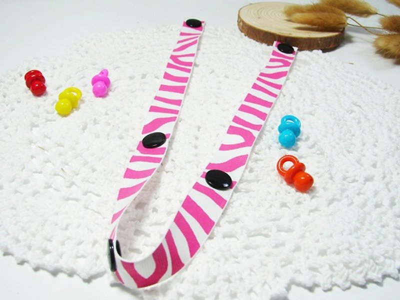 Cheerful. Baby stroller toy lanyard is anti-dropping, anti-dropping chain Sophie's good partner (zebra pattern_pink) - Bibs - Other Materials Pink