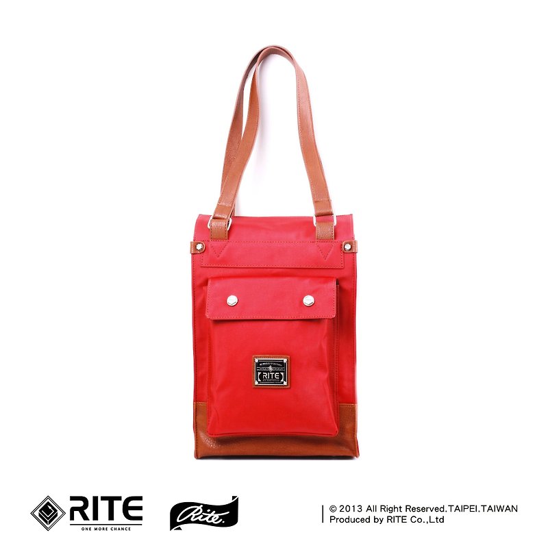 ｜多功能方包-酒紅帆布｜ - Backpacks - Waterproof Material Red