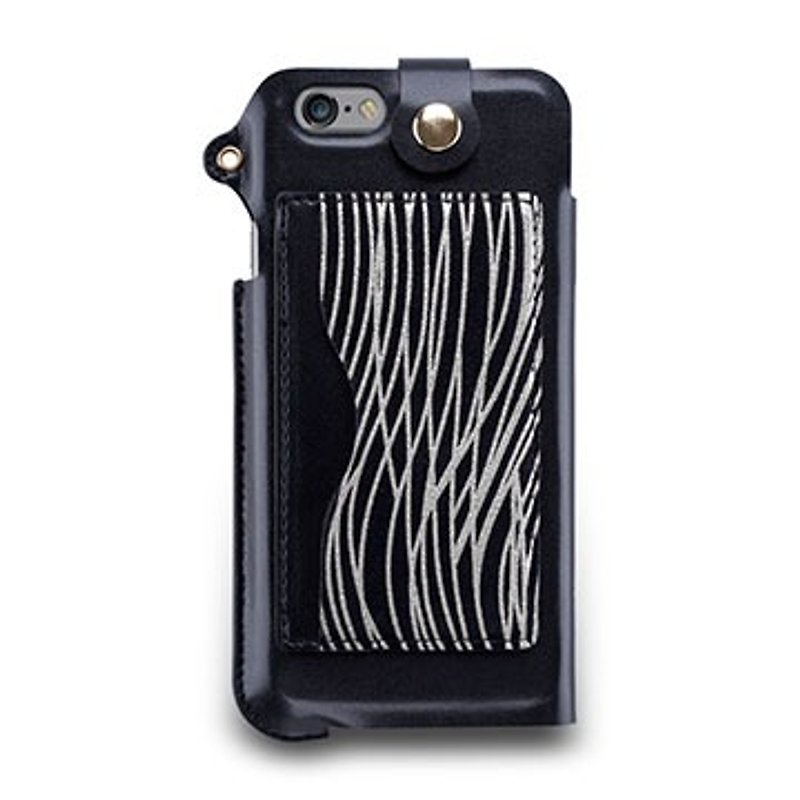 iPhone 6/6s Plus -掛繩式卡夾站立皮套-漆黑銀 - 其他 - 人造皮革 灰色