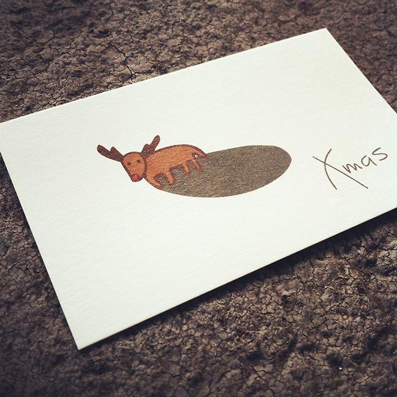 KerKerland-聖誕麋鹿-小卡(名片大小) - 卡片/明信片 - 紙 白色