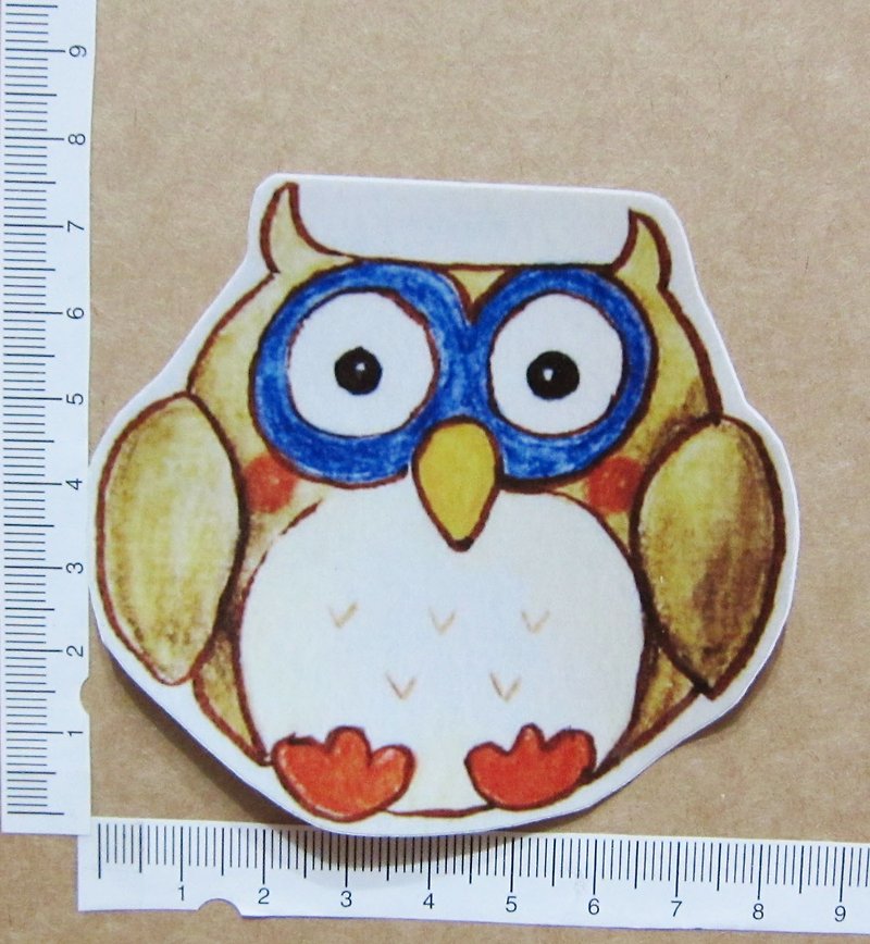 Hand drawn illustration style completely waterproof sticker owl boyfriend - Stickers - Waterproof Material Brown