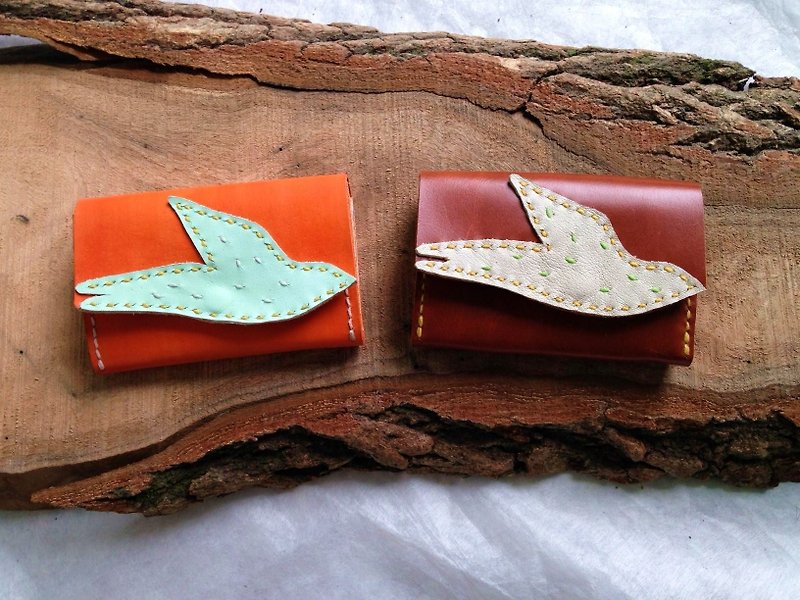 Swallow muttered hand-sewn leather wallet _ - กระเป๋าสตางค์ - หนังแท้ สีนำ้ตาล