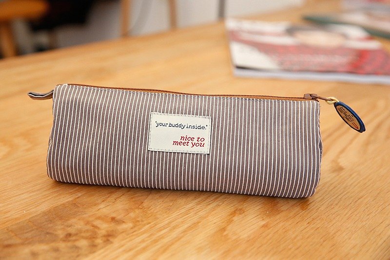 ntmy. coffee color stripe Pencil - Toiletry Bags & Pouches - Other Materials Brown