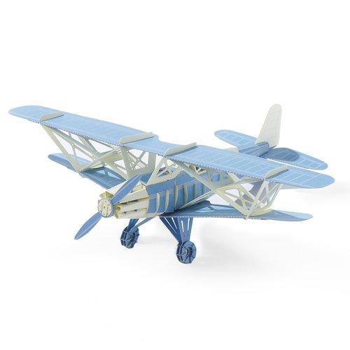 Papero紙風景 DIY迷你模型 - 雙翼飛機(藍)/ Biplane(blue)