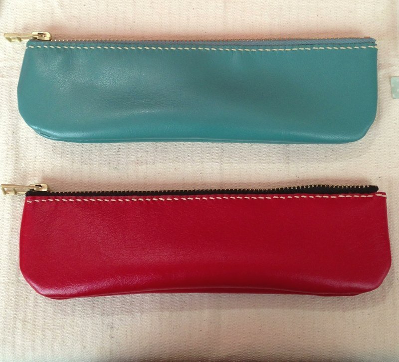 好品味 真皮文具袋 (紅/藍綠) Leather stationery bag  - 鉛筆盒/筆袋 - 真皮 紅色