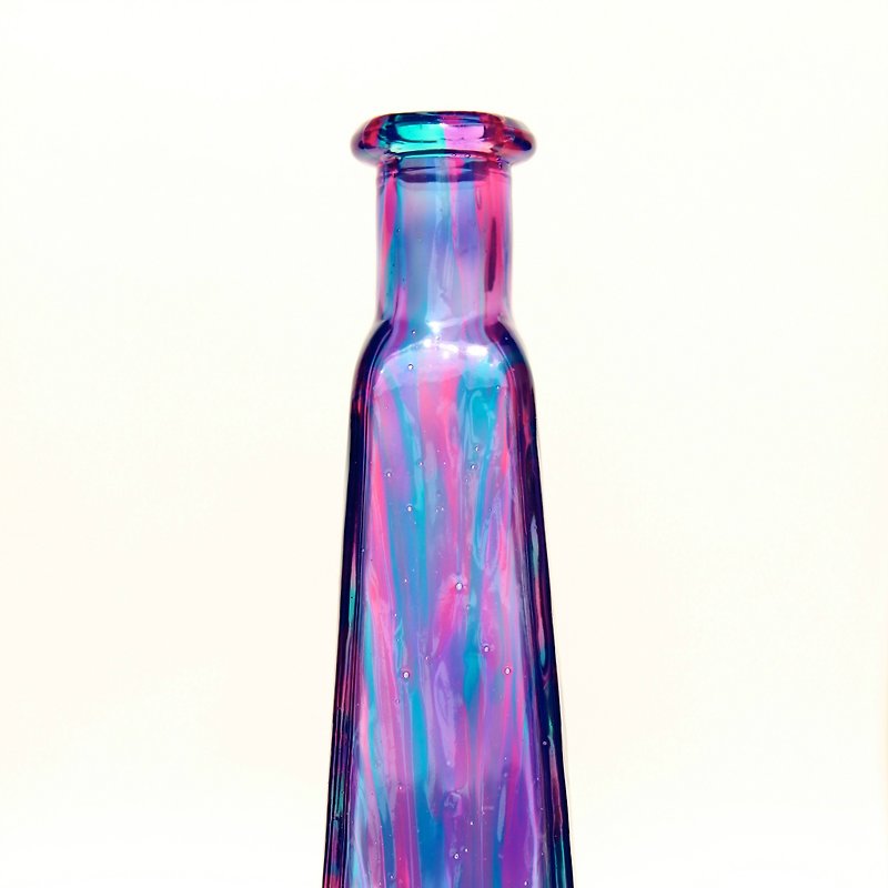 Hand Painted Purple Blue Art Glass Vase - Fragrances - Glass Purple