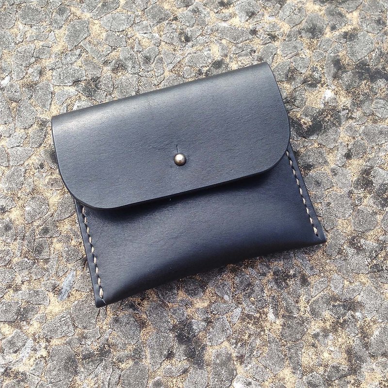 Myself leather coin purse graphite black / custom lettering gift - กระเป๋าใส่เหรียญ - หนังแท้ สีดำ