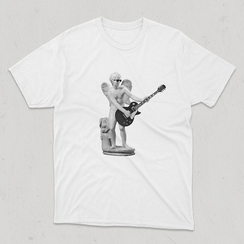 ロックキューピッドコームドコットンコンフォートショートT - Tシャツ メンズ - コットン・麻 ホワイト
