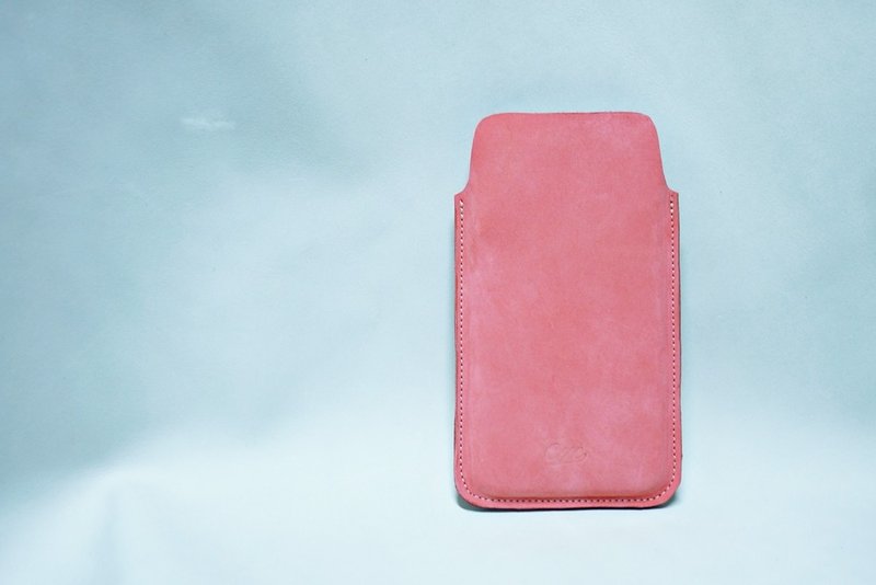 純淨。極簡iphone6+ 牛革手機套。baby peach。米白縫線。 for iphone6 plus  。 - 手機殼/手機套 - 真皮 粉紅色