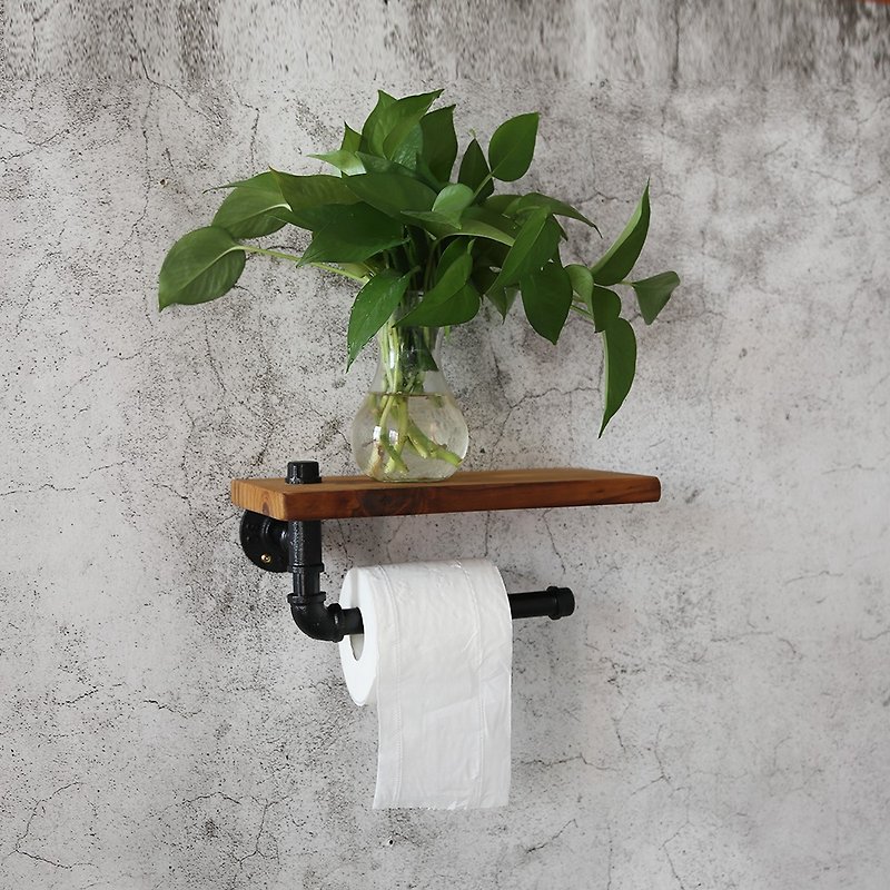 American country retro water pipe paper towel rack shelf bookshelf toilet bathroom paper towel rack - อุปกรณ์ห้องน้ำ - ไม้ สีนำ้ตาล