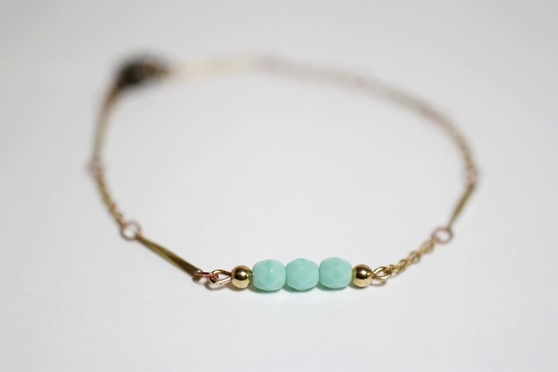 Little sailor blue-green retro simple geometric modeling natural stone brass bracelet