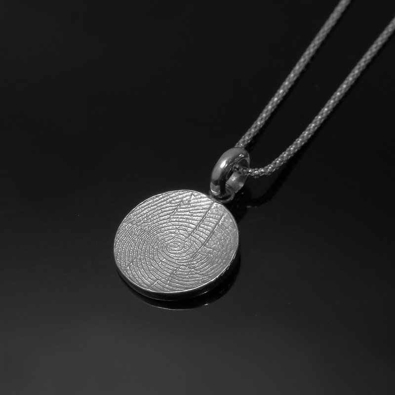 Fingerprint Imprint Series/Simple Fingerprint Disc Single Pendant (comes with stainless steel chain)/925 Silver/Customized - Necklaces - Other Metals Silver