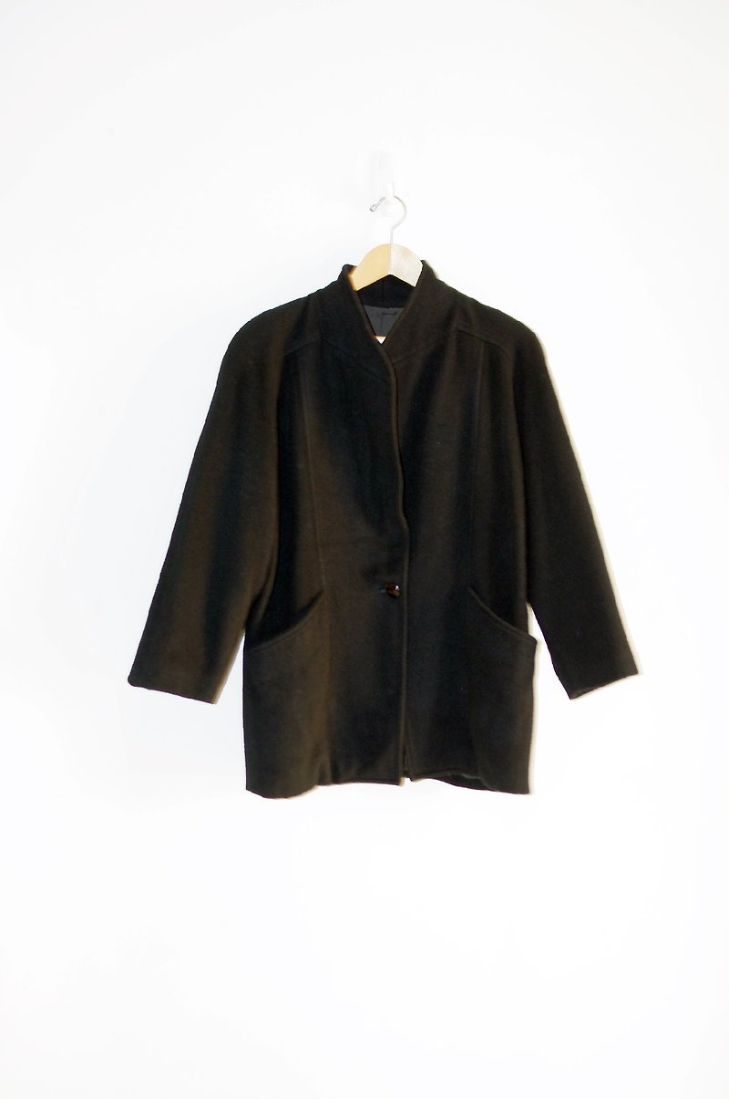 Just pills and cat ♫ ~ vintage classic black coat lapel - เสื้อแจ็คเก็ต - วัสดุอื่นๆ สีดำ