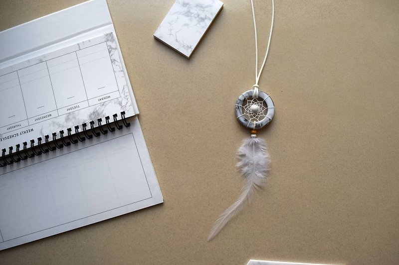 Dream Catcher // Necklace // Marble - Necklaces - Other Materials White
