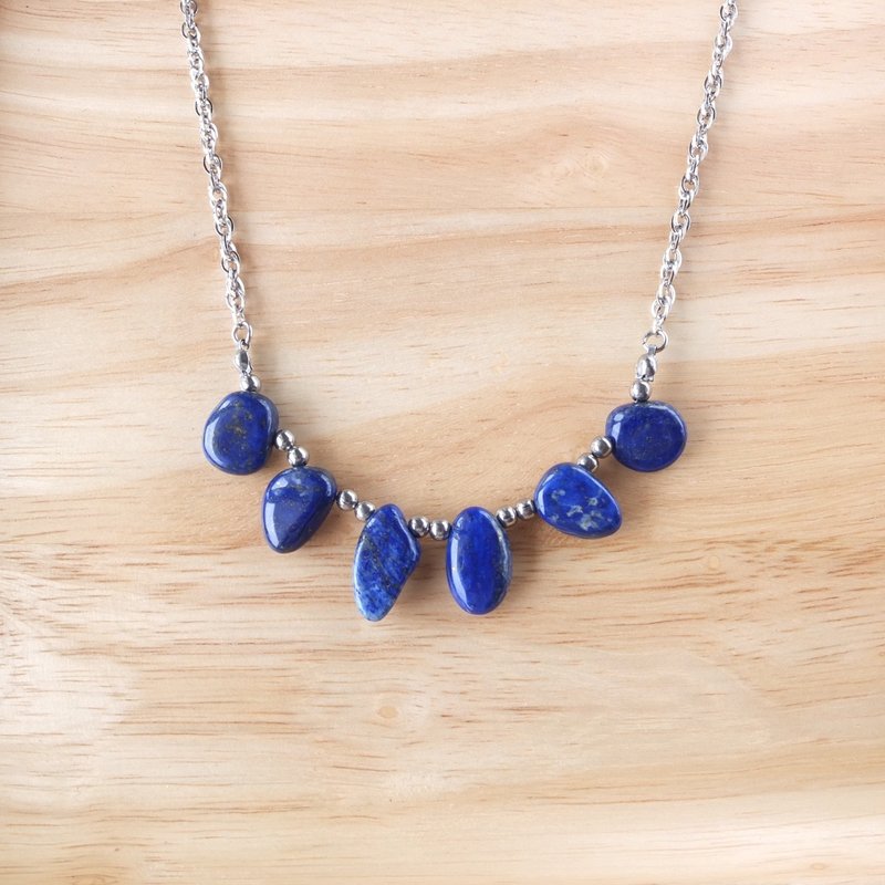 {TomorRong} || sky blue gold necklace - Necklaces - Gemstone Blue