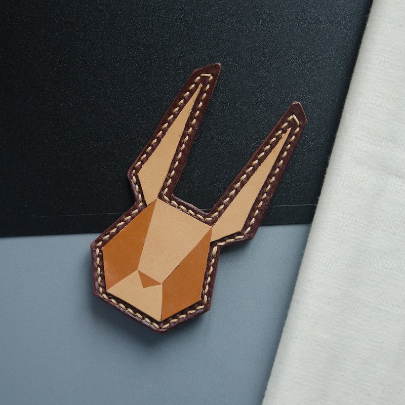 Genuine Leather necklace and pin - Rabbit  2 ways design - สร้อยคอ - หนังแท้ 