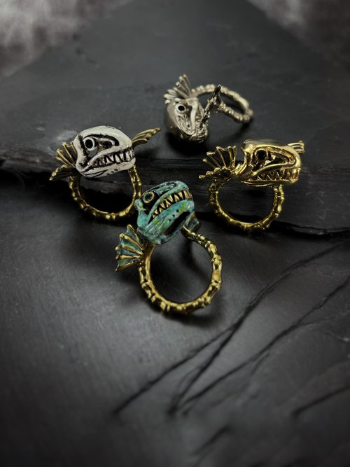 MAFIA JEWELRY Zodiac Pisces Fish Bone Ring, Adjustable Size Available in 4 Colourways.