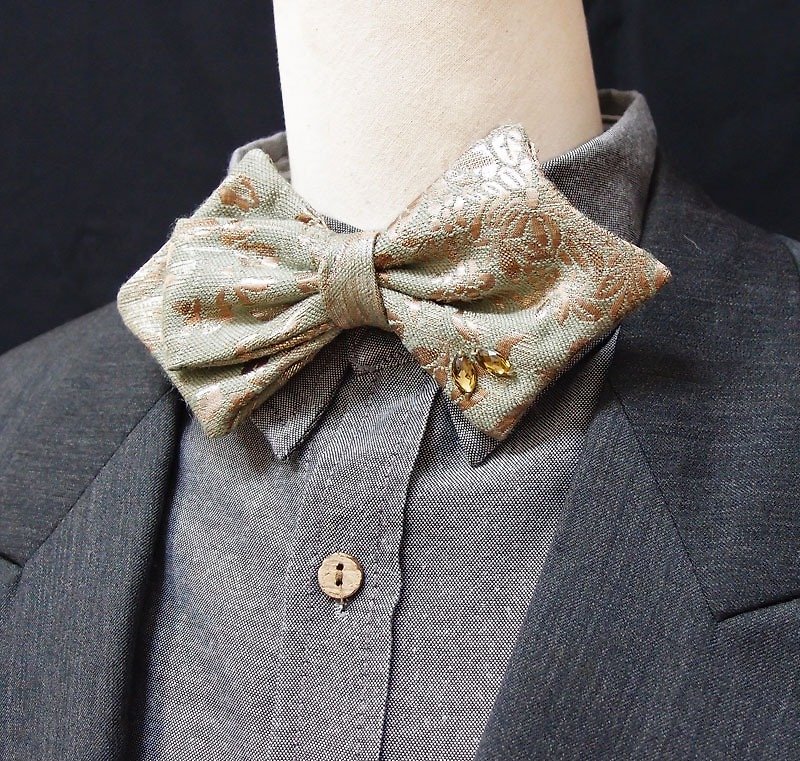 Rotro classical jacquard ,Asymmetry bow tie - big style - Ties & Tie Clips - Polyester Gold