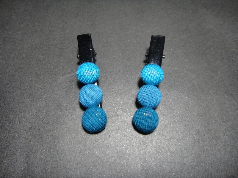 Venice Lake Blue Button Duckbill Long Clip C20ALBZ68Z60Z70 - Hair Accessories - Cotton & Hemp Blue