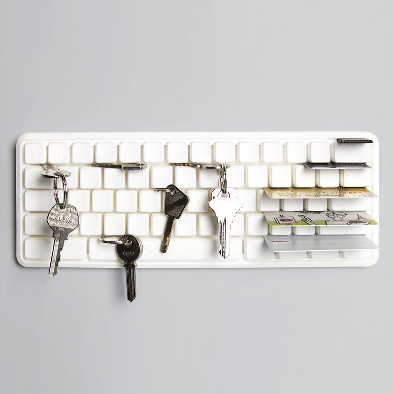 QUALY Keyboard Wall Mount-Key Storage Rack - Keychains - Plastic White