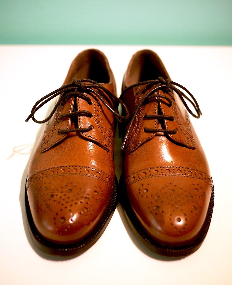 Pre-order: in Italy perforation Oxford shoes - every month on the 25th single cut - รองเท้าอ็อกฟอร์ดผู้หญิง - หนังแท้ สีนำ้ตาล