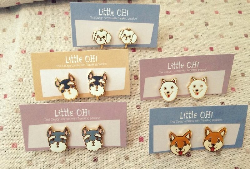Schnauzer. VIP. Shiba Inu Dog Clips Earrings - Earrings & Clip-ons - Other Metals 