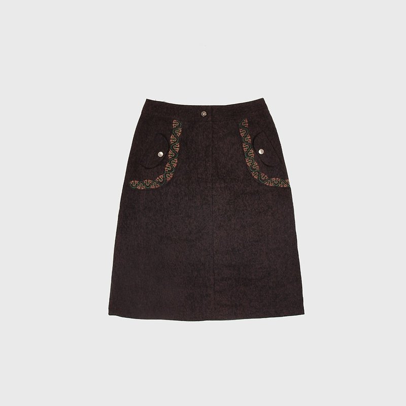│moderato│ embroidery totem College Wind woolen skirt │ retro girl young artists. - Skirts - Other Materials Brown