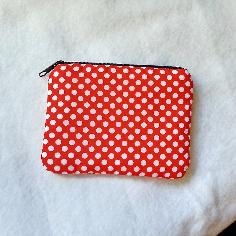 Zipper pouch / coin purse (padded) (ZS-19) - กระเป๋าใส่เหรียญ - ผ้าฝ้าย/ผ้าลินิน สีแดง