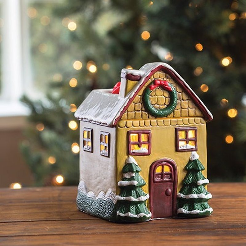 Christmas gift aromatherapy melting wax warm table lamp - Gingerbread House - เทียน/เชิงเทียน - วัสดุอื่นๆ หลากหลายสี